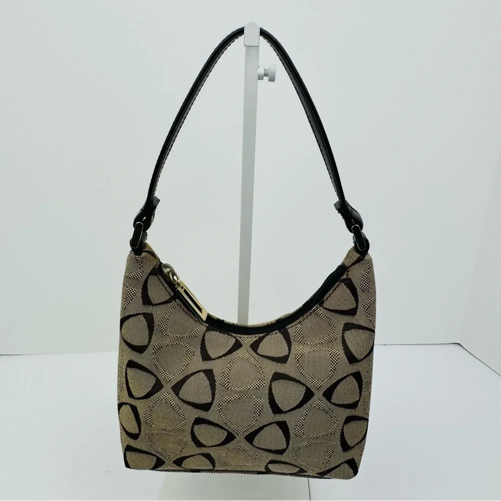 Liz Claiborne Vintage Y2K mini shoulder bag. Canvas exterior geometric pattern.